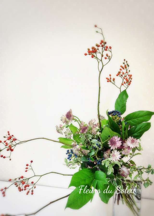 レッスンでは秋ブーケ作品が続々♪